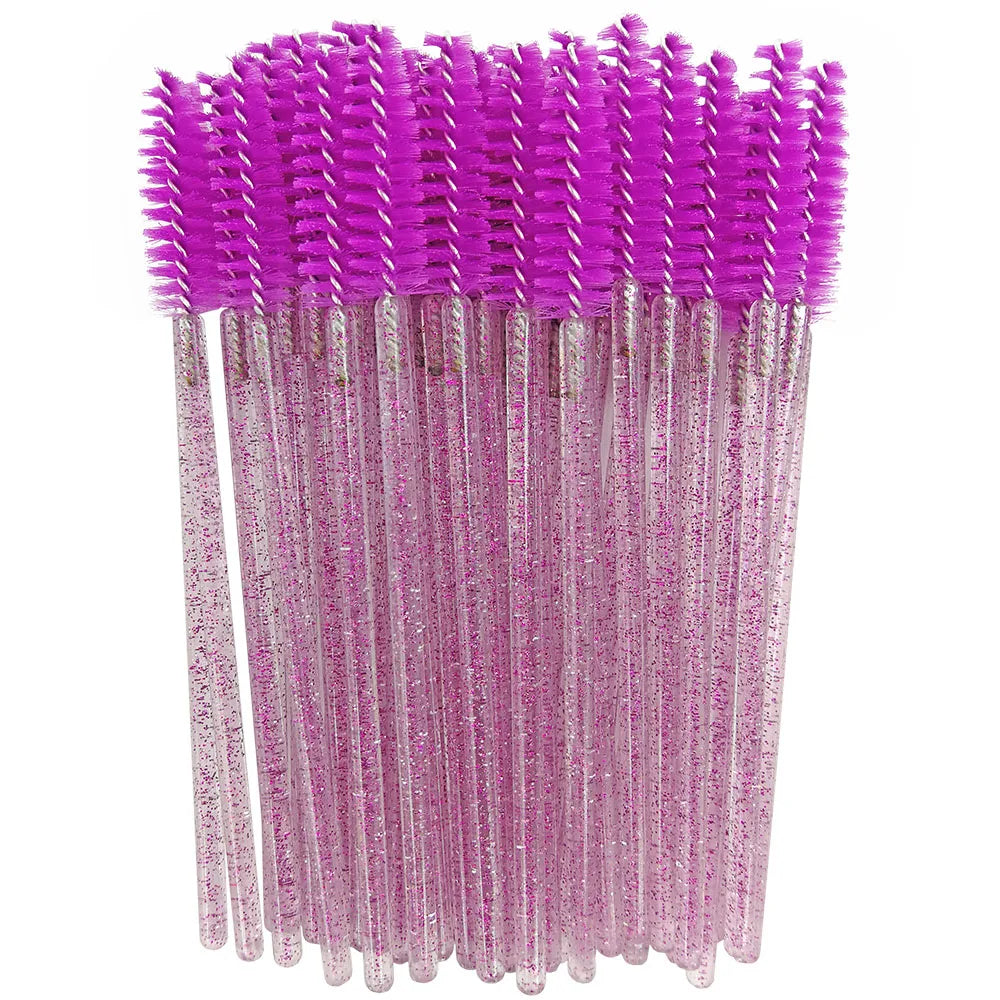 Disposable Eyelash Brushes (50-Pack) — Mascara Wand & Eyebrow Grooming Spoolies