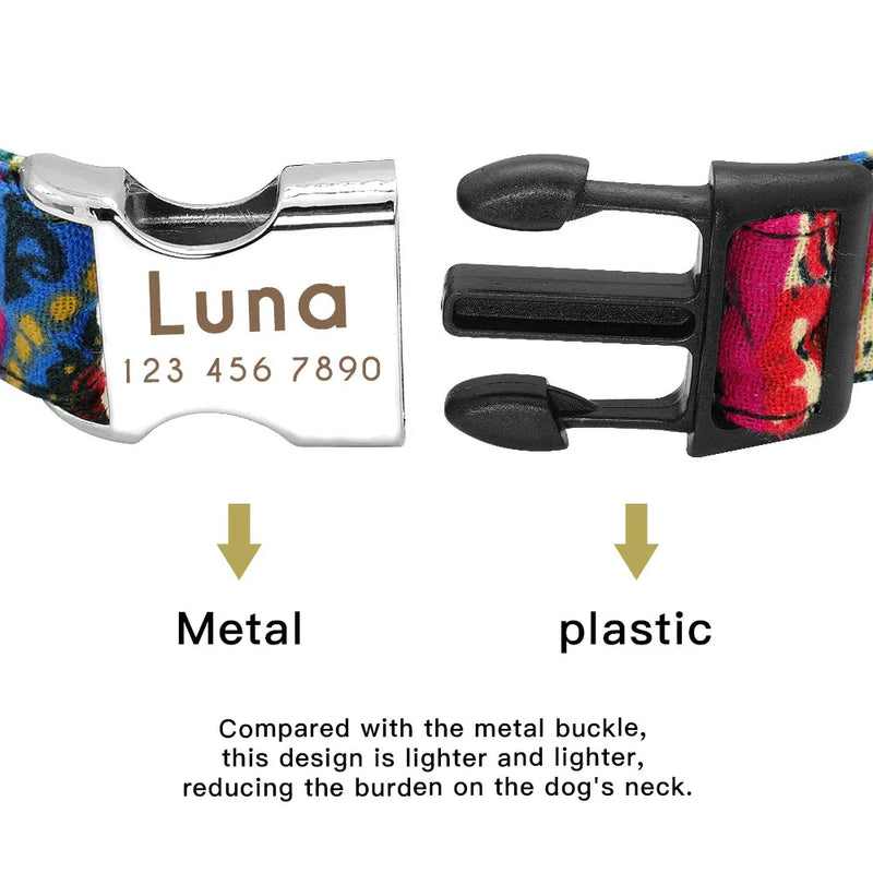 Personalisierte Nylon-Hundehalsband mit graviertem ID-Plättchen