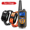Black remote dog training collar with an orange strap and a digital display showing 99.