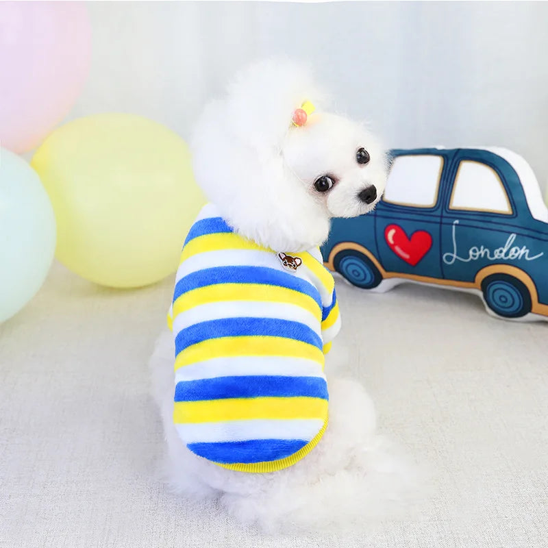 Sudadera con Capucha de Franela a Rayas Arcoíris para Perro
