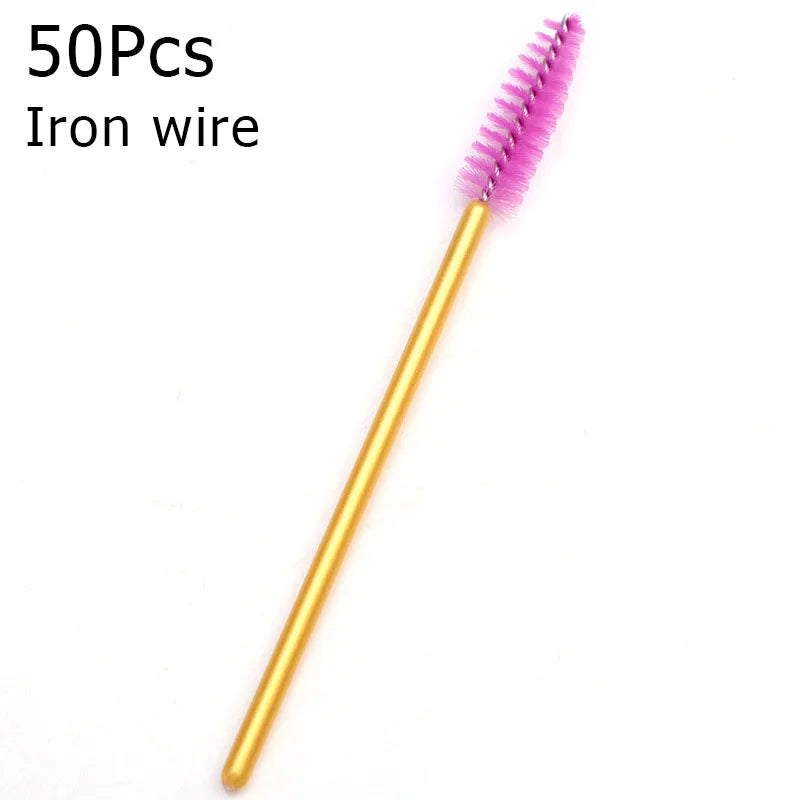 Disposable Eyelash Brushes (50-Pack) — Mascara Wand & Eyebrow Grooming Spoolies