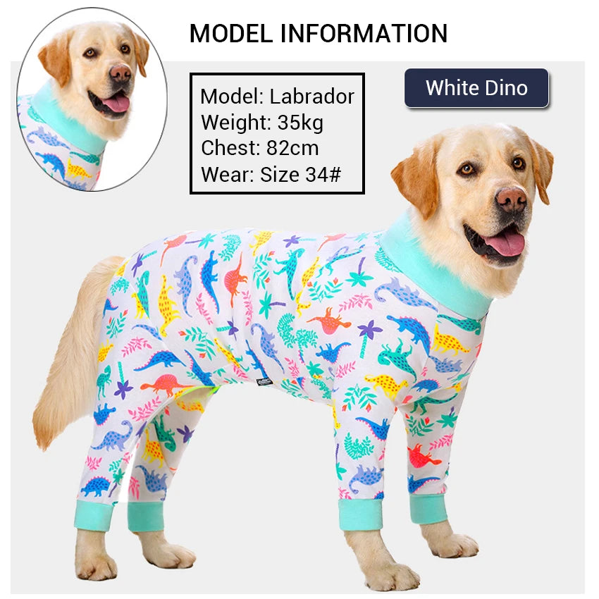 Soft Cotton Dog Pajamas Jumpsuit for Medium & Large Dogs