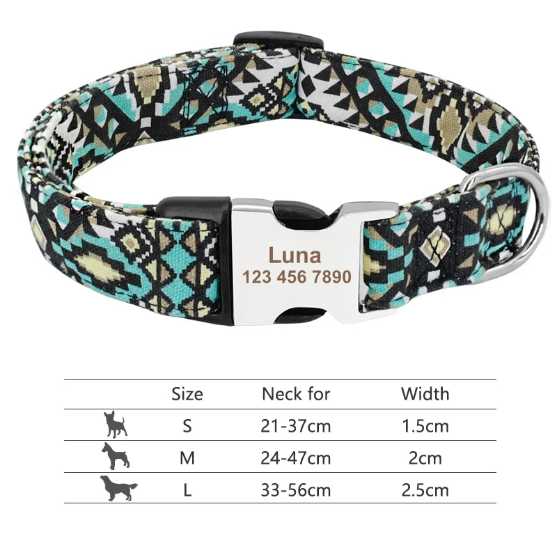 Personalisierte Nylon-Hundehalsband mit graviertem ID-Plättchen