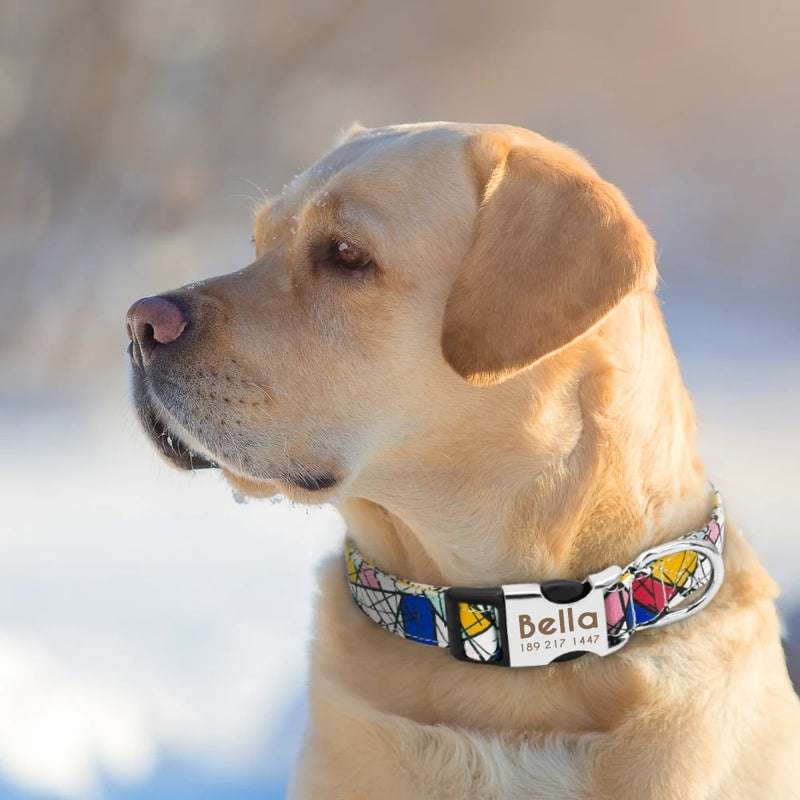Personalisierte Nylon-Hundehalsband mit graviertem ID-Plättchen