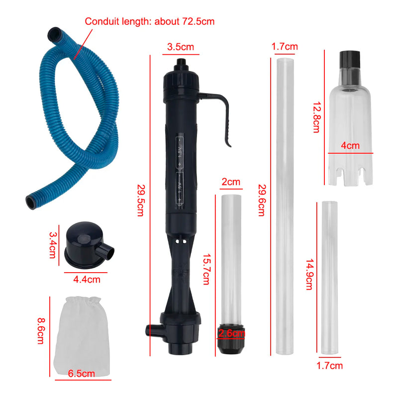 Aspirateur à Graviers et Changeur d'Eau pour Aquarium sur Piles