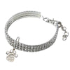Silver rhinestone collar and pendant featuring a sparkling cat charm