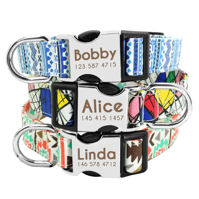 Personalisierte Nylon-Hundehalsband mit graviertem ID-Plättchen