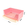 Pink anti-overturn drawer litter box with a removable tray and wooden base.