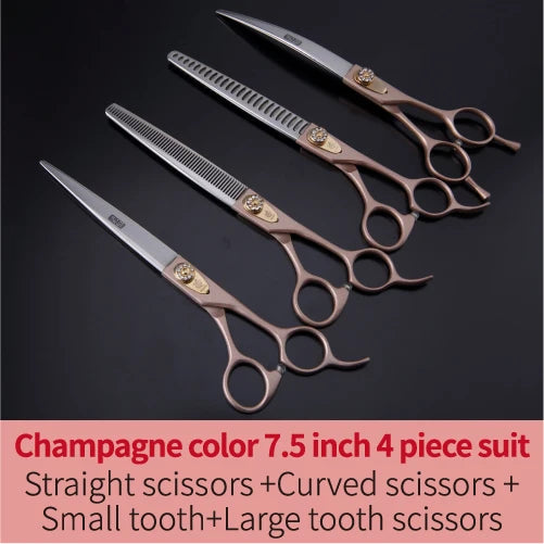 Professional 3-Piece Dog Grooming Scissors Set — Straight, Thinning & Curved