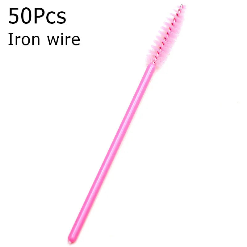Disposable Eyelash Brushes (50-Pack) — Mascara Wand & Eyebrow Grooming Spoolies