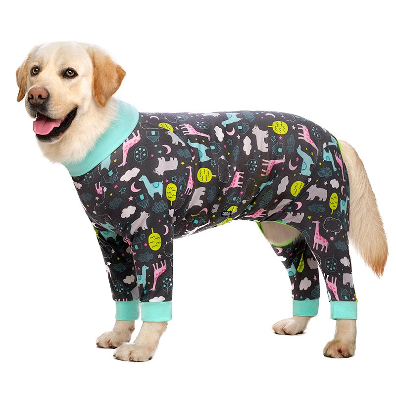 Cartoon Print Cotton Pajamas for Medium and Large Dogs