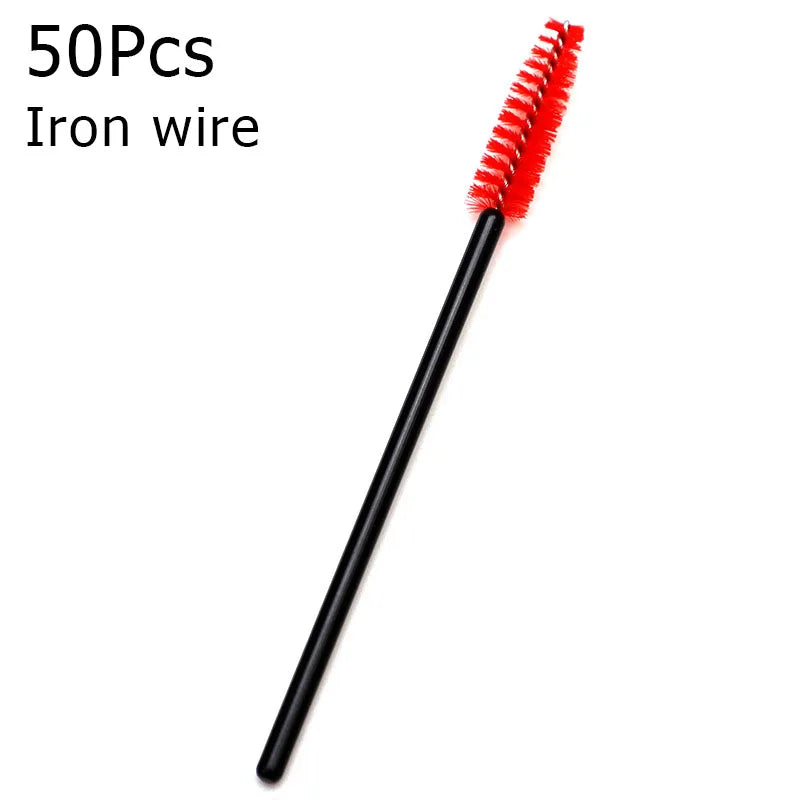 Disposable Eyelash Brushes (50-Pack) — Mascara Wand & Eyebrow Grooming Spoolies