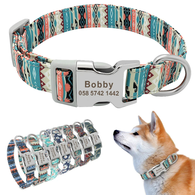 Personalisierte Nylon-Hundehalsband mit graviertem ID-Plättchen