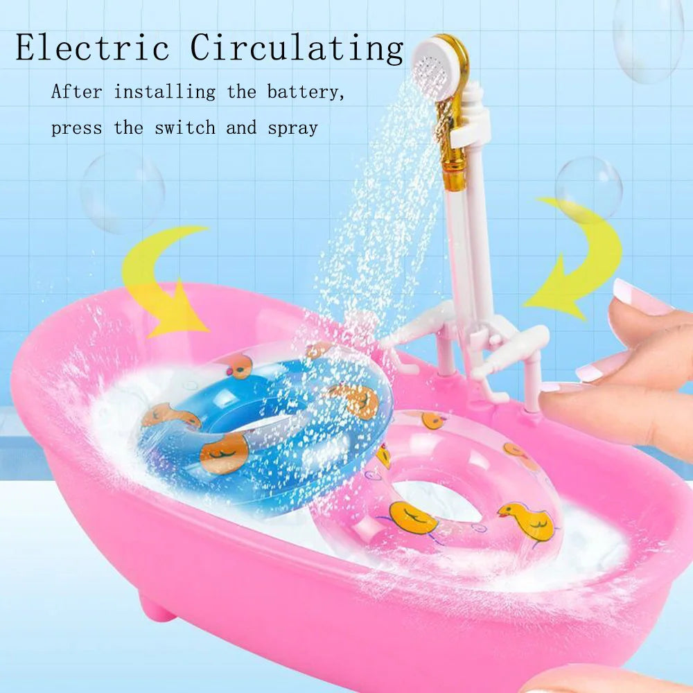 Miniature Bathroom Playset with Bathtub for Fashion Dolls