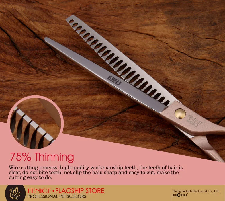 Professional 3-Piece Dog Grooming Scissors Set — Straight, Thinning & Curved