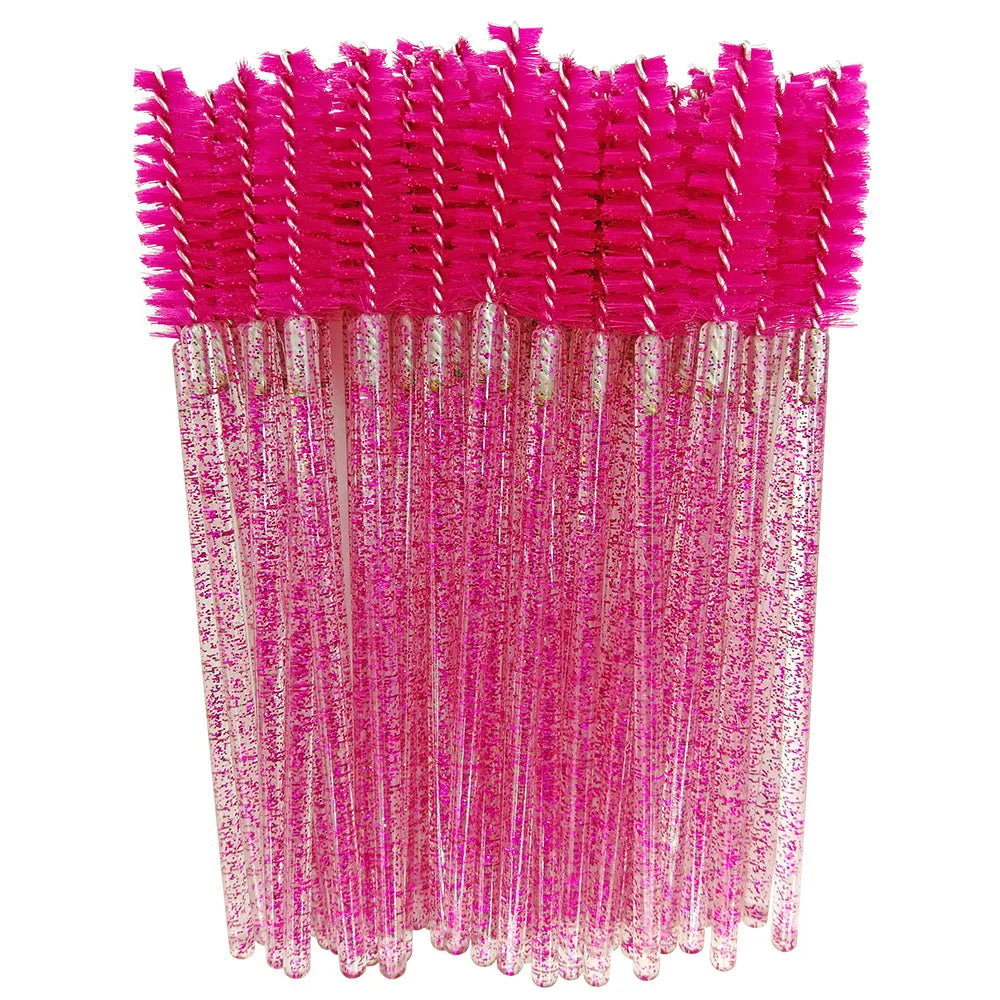 Disposable Eyelash Brushes (50-Pack) — Mascara Wand & Eyebrow Grooming Spoolies