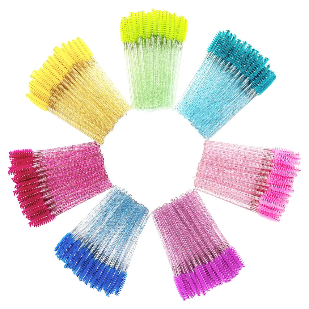 Disposable Eyelash Brushes (50-Pack) — Mascara Wand & Eyebrow Grooming Spoolies