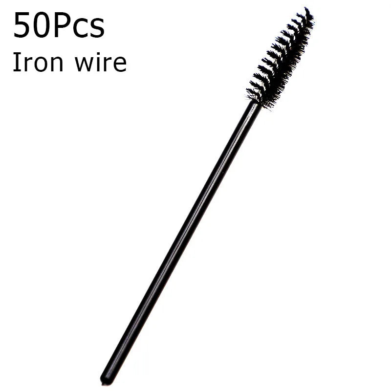 Disposable Eyelash Brushes (50-Pack) — Mascara Wand & Eyebrow Grooming Spoolies