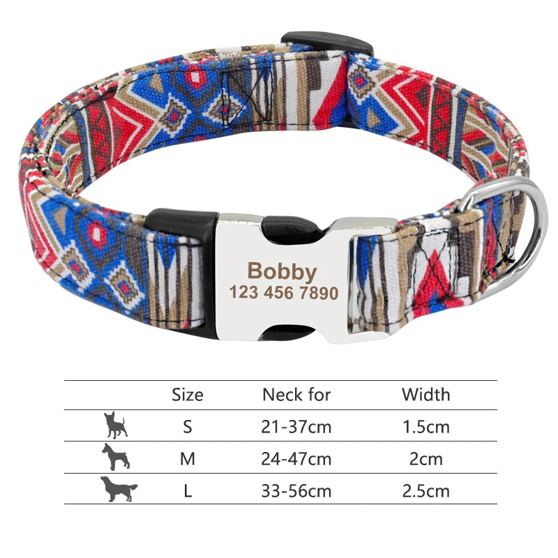 Personalisierte Nylon-Hundehalsband mit graviertem ID-Plättchen