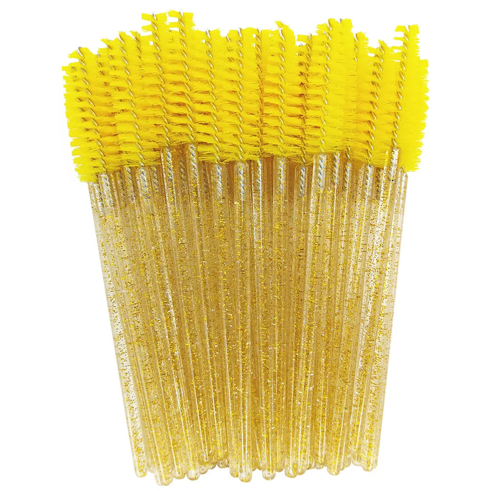 Disposable Eyelash Brushes (50-Pack) — Mascara Wand & Eyebrow Grooming Spoolies