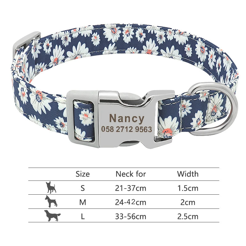 Personalisierte Nylon-Hundehalsband mit graviertem ID-Plättchen