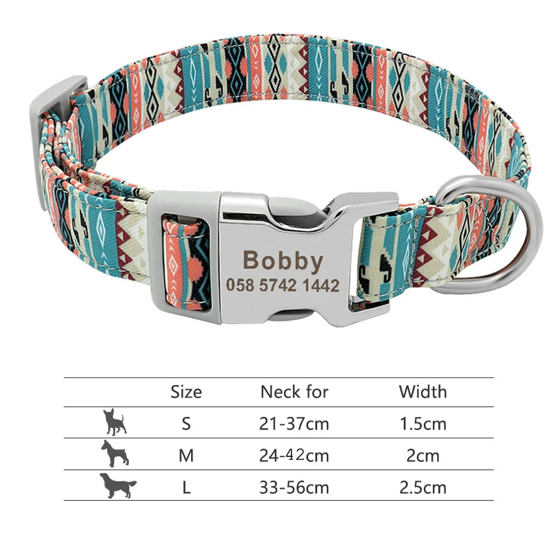 Personalisierte Nylon-Hundehalsband mit graviertem ID-Plättchen