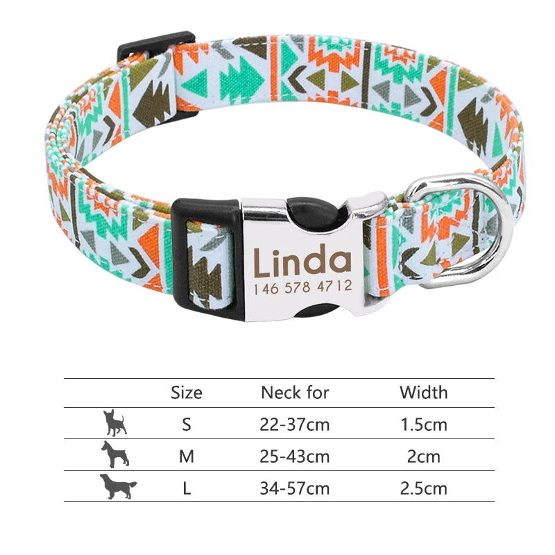 Personalisierte Nylon-Hundehalsband mit graviertem ID-Plättchen