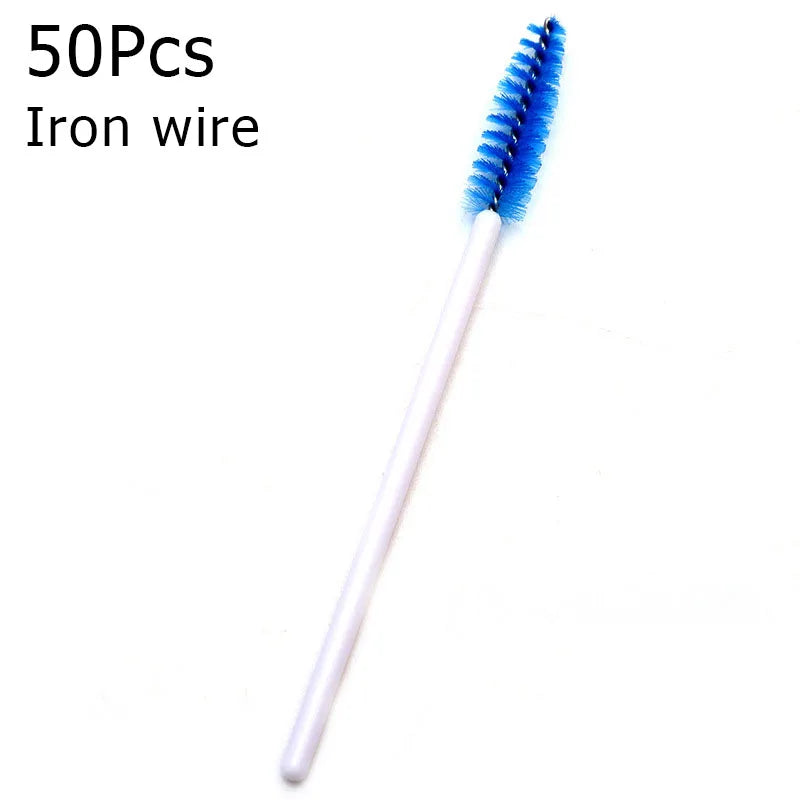 Disposable Eyelash Brushes (50-Pack) — Mascara Wand & Eyebrow Grooming Spoolies