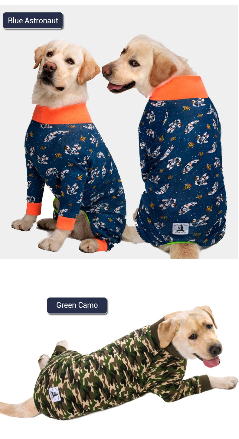 Soft Cotton Dog Pajamas Jumpsuit for Medium & Large Dogs