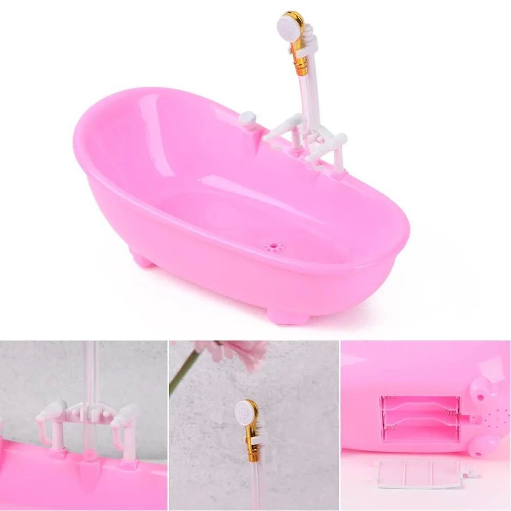 Miniature Bathroom Playset with Bathtub for Fashion Dolls