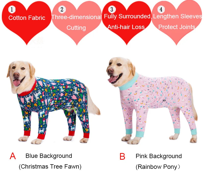 Cartoon Print Cotton Pajamas for Medium and Large Dogs