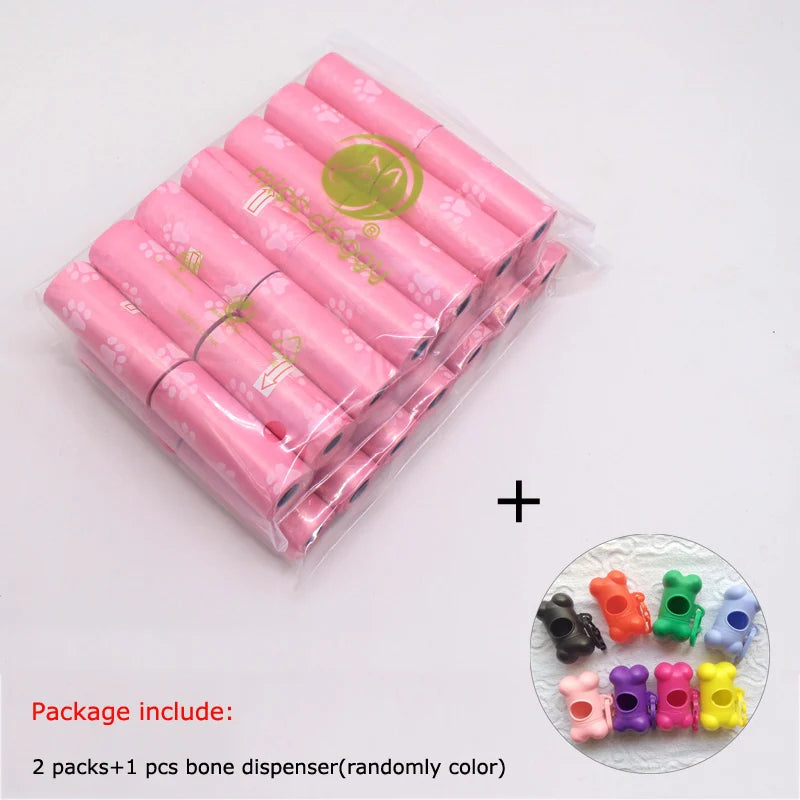 Paw Print Dog Poop Bags with Dispenser