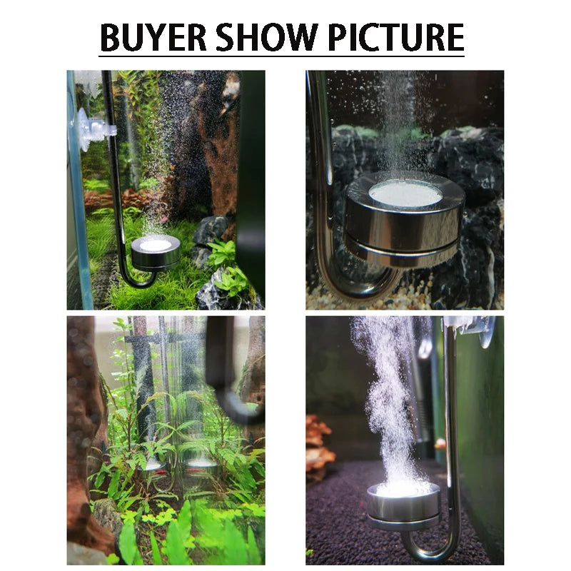 Diffuseur CO2 pour aquarium en acier inoxydable avec disque céramique