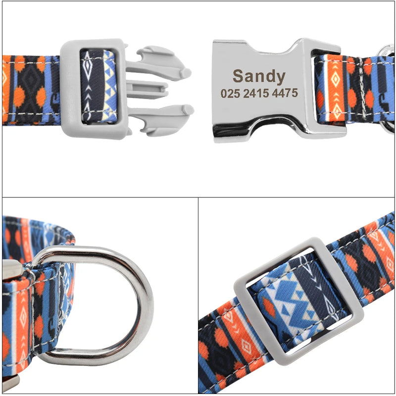 Personalisierte Nylon-Hundehalsband mit graviertem ID-Plättchen