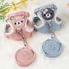 Pink and blue fabric pet leash harness for dogs and cats with attached rope