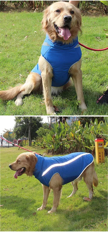 Waterproof Large Dog Coat with Padded Fleece Reflective Jacket