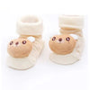 Pair of cute animal cartoon baby socks for toddlers in beige color