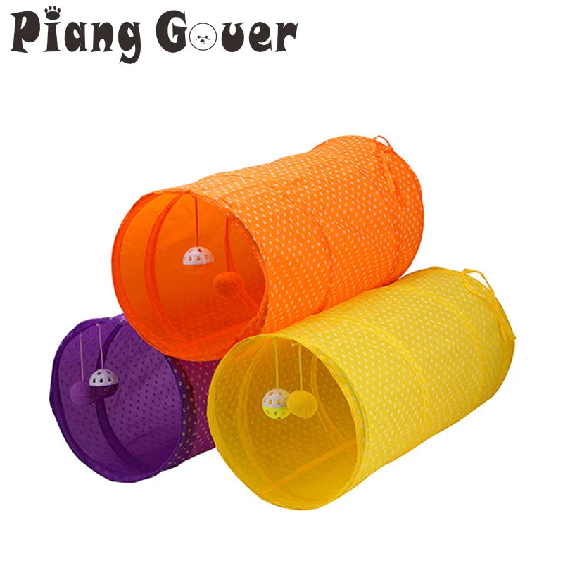 Foldable Cat Tunnel Toy with Ball