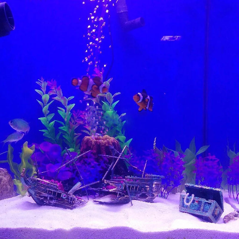 Ornement de Bateau à Voiles pour Aquarium avec Mouvement Propulsé par l'Air