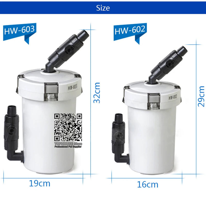 Filtre Externe Compact avec Fût Transparent pour Aquarium
