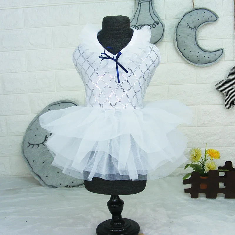 Sparkling Sequin Tutu Dress for Small Dogs with Bowknot