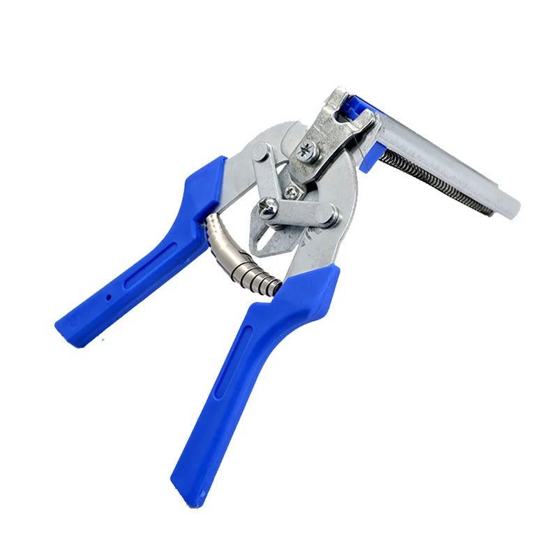 Blue heavy-duty poultry cage pliers with silver jaws and handles