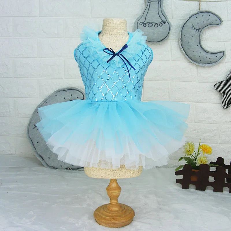 Sparkling Sequin Tutu Dress for Small Dogs with Bowknot