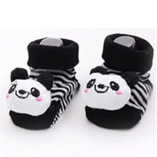 Pair of black and white striped animal cartoon baby socks for toddlers