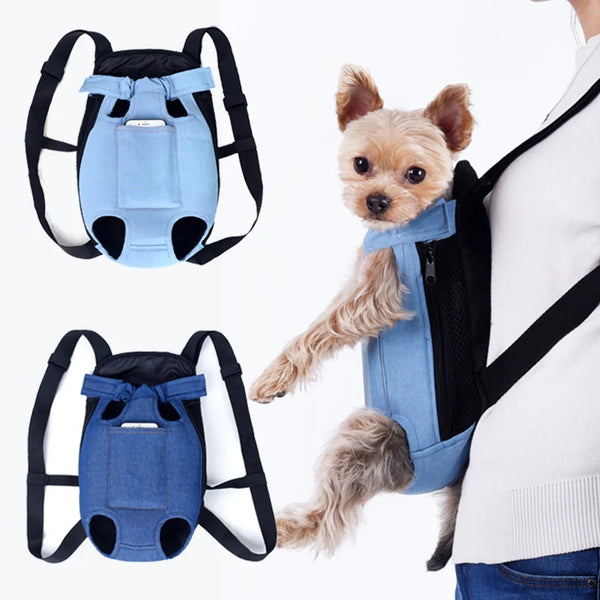 Denim Pet Dog Backpack Carrier
