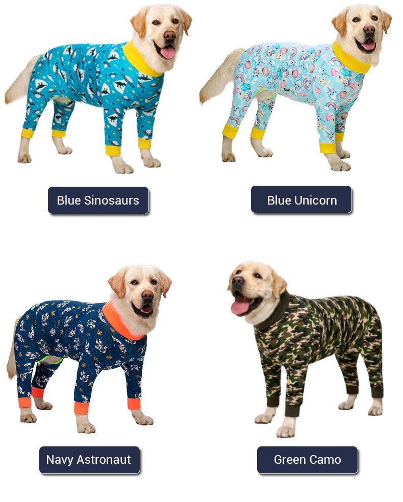 Soft Cotton Dog Pajamas Jumpsuit for Medium & Large Dogs