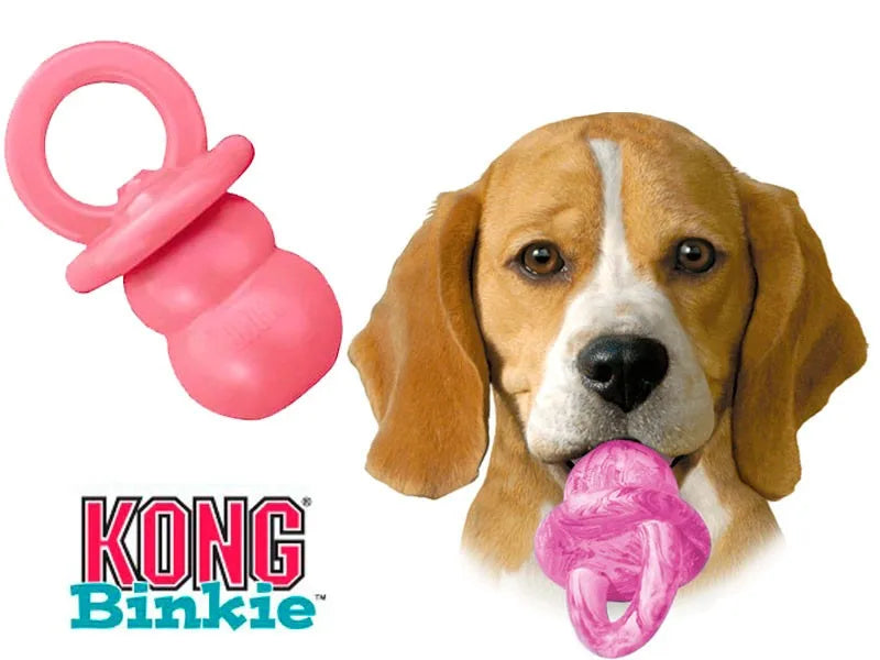 Pink KONG Binkie teething toy for small and medium dogs