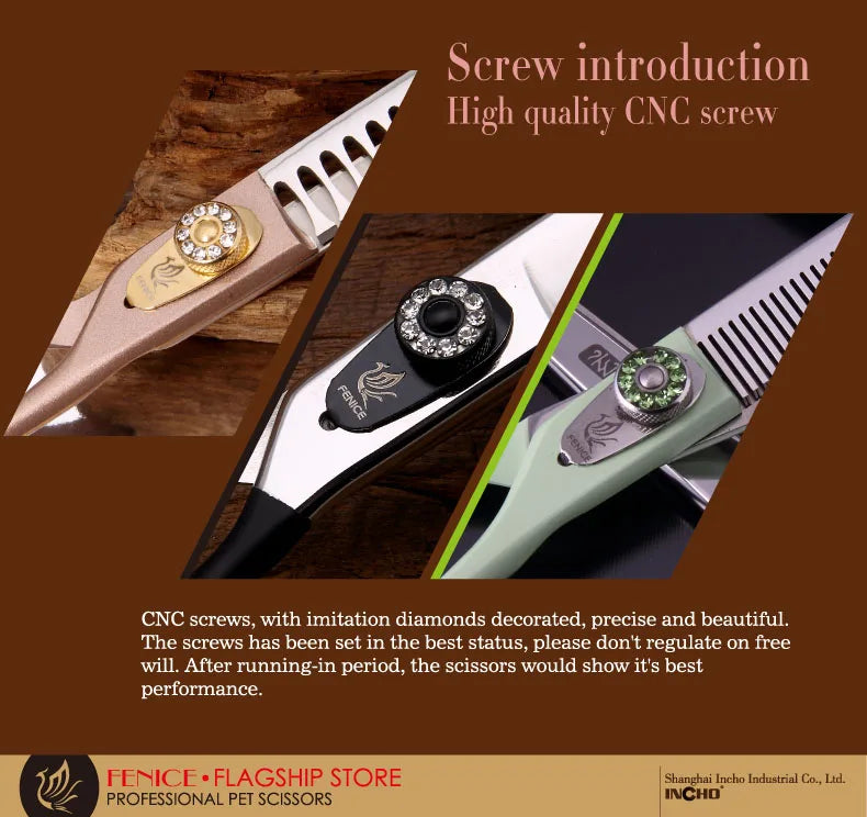 Professional 3-Piece Dog Grooming Scissors Set — Straight, Thinning & Curved