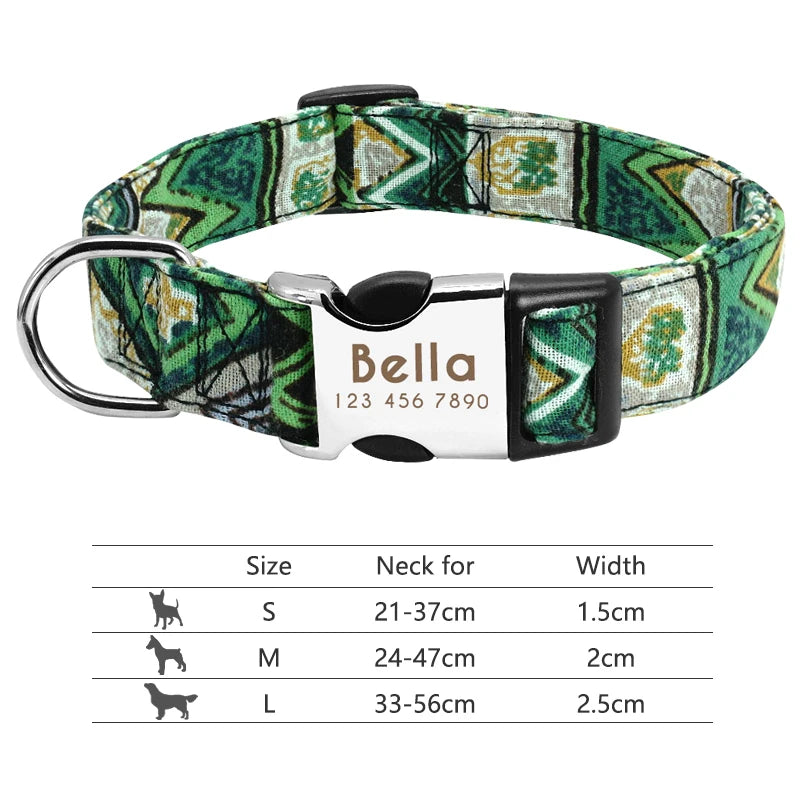 Personalisierte Nylon-Hundehalsband mit graviertem ID-Plättchen