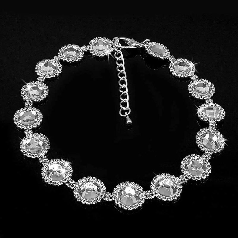 Luxury Rhinestone Dog Collar with Adjustable Chain